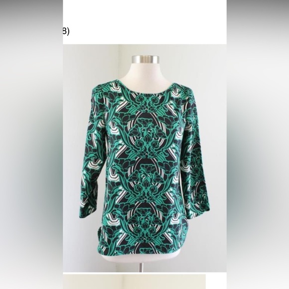 Chic Green Patterned Blouse - Picture 1 of 8